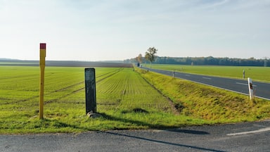 Wegestein mit Höhenmarke an der S 177, Abzweig nach Bärwalde, in Radeburg