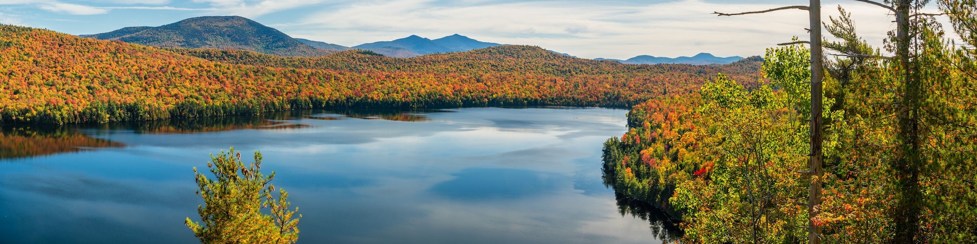 Silver Lake  Bog preserve - Autumn view of  Silver Lake from the bluffs - Adirondack Mountains new York