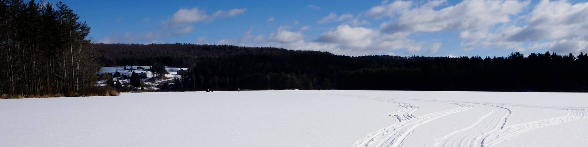 Frozen Wilber Lake in Oneonta NY