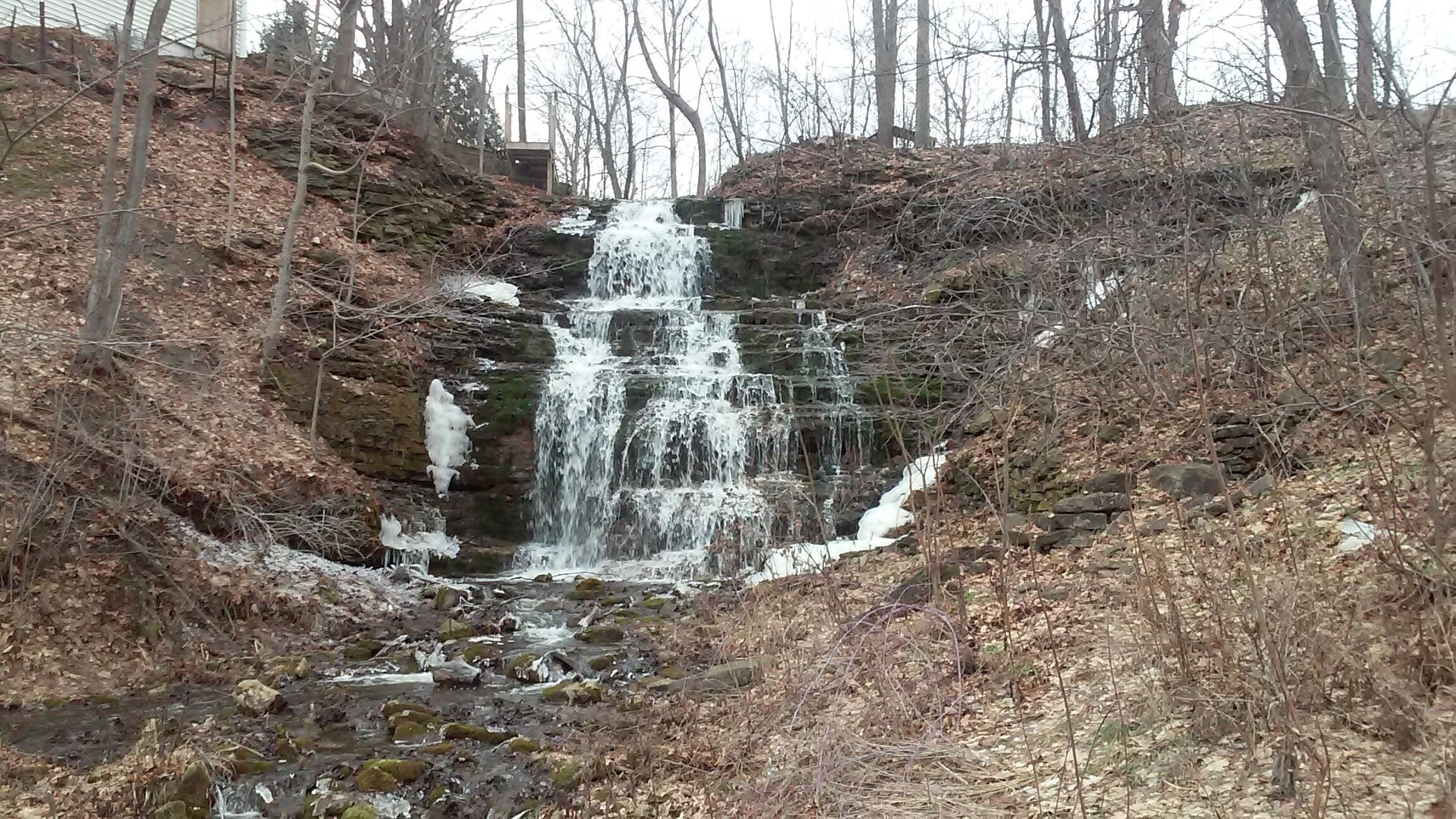 Clarendon Falls in the winter.