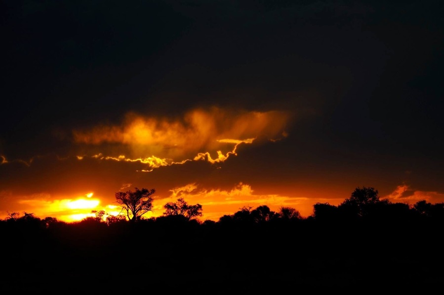 Sunset at Mpaya campsite in K.T.P.