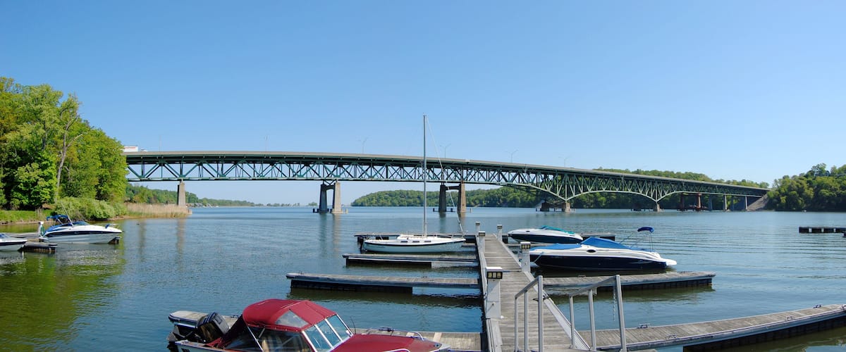 Irondequoit Bay Bridge span Irondequoit Bay in Irondequoit, Monroe County, New York State, USA.