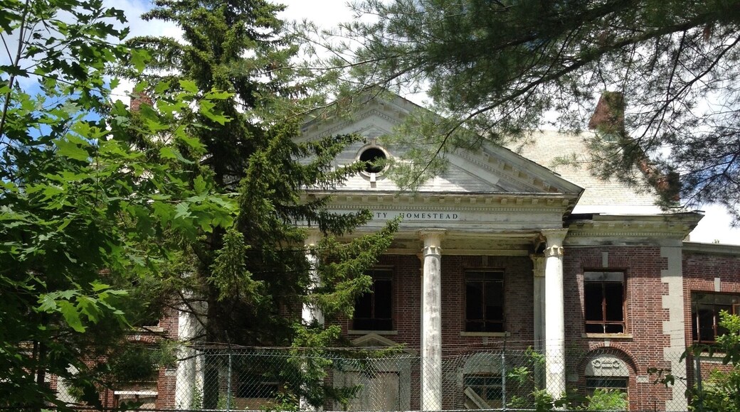 Front view of the Saratoga County Homestead in Providence NY. A tuberculosis Sanatorium from 1914-1960. Such a remarkably beautiful building. Too bad it sits to deteriorate and continues to be abused by vandals. A forgotten important era in history.