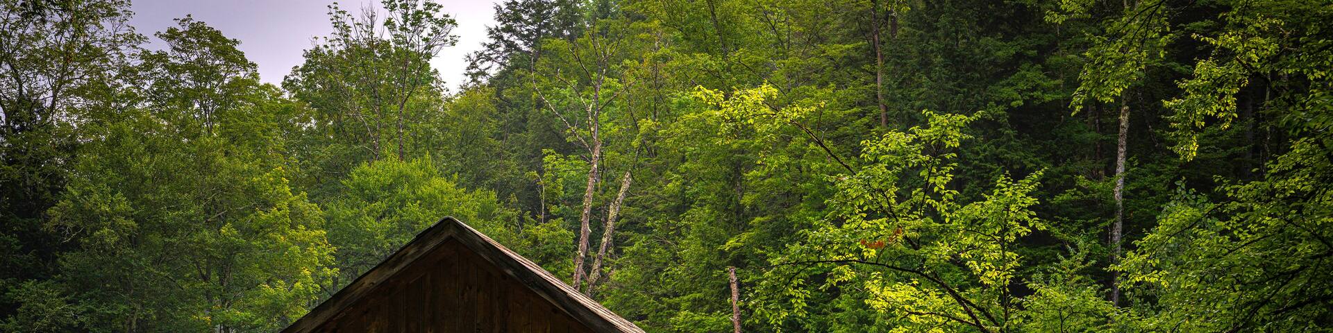 Brown Covered Bridge, built in 1880, spans the Cold River in Shrewsbury, Vermont, nestled in a wooded ravine and honored as a National Historic Landmark