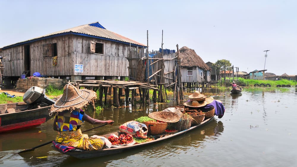 Lake village Ganvie on Lake Nokoué near Cotonou, Benin