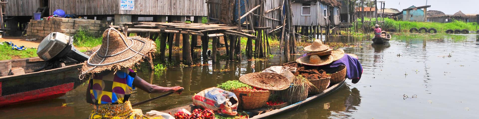 Lake village Ganvie on Lake Nokoué near Cotonou, Benin