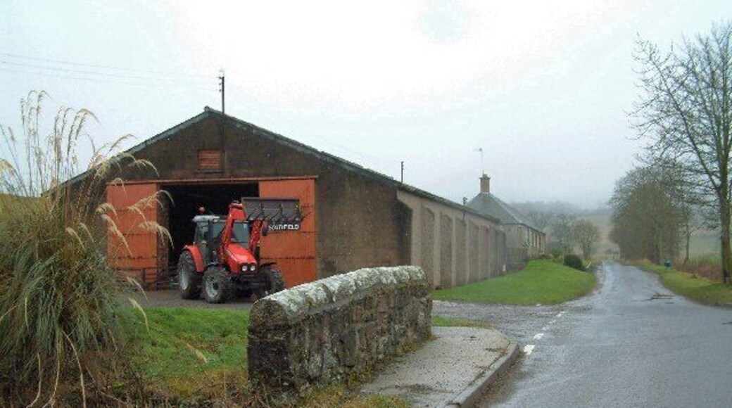 Southfield Farm. The bride crosses a small burn