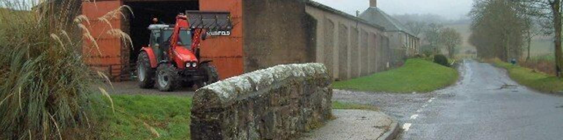 Southfield Farm. The bride crosses a small burn