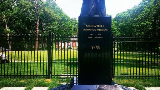 The future home of the Tesla Museum! The old building is under construction and there's still a few years until it finally opens but this statue was added and the base of Tesla's tower is visible behind it. On most Saturdays a crew of volunteers are working to clear debris and maintain the grounds. They're nice folks and will let you walk around the private property and tell you how the museum is coming along. #roadtrip #science