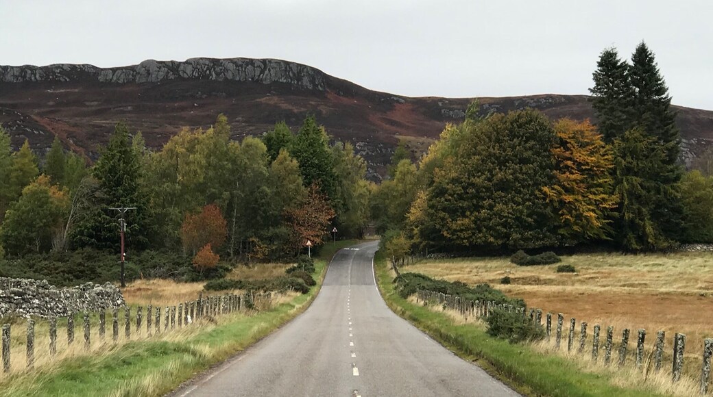 The B862 just out of Torness heading towards Dores in the Scottish Highlands. A road with little traffic at this time of year, but incredibly beautiful scenery.