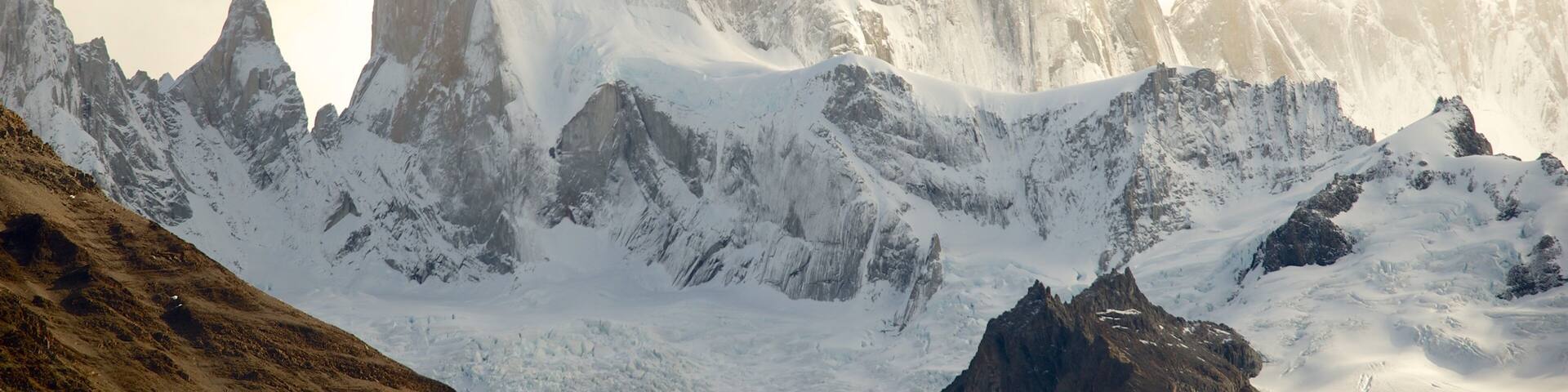 Los Glaciares National Park featuring tranquil scenes, mist or fog and snow
