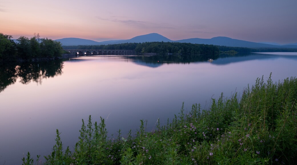 Amazing peaceful sunset at Catskill, New York feutering Ashokan Reservoir. It is the city's deepest reservoir at 190 feet at the dam
