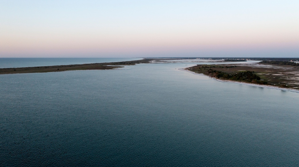 An aerial view of sunset at the outer banks