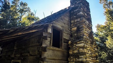 Jesse Brown's Cabin. A neat historical feature that is just about 100 yards beyond the trees at Tompkins Knob. Learn all about it here: https://www.hdcarolina.com/episode/thompkins-knob