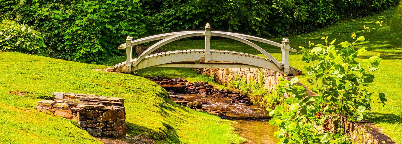 Grounds and bridge at Bear Wallow Baptist Church in Gerton North Carolina