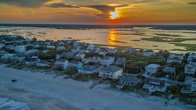 Aerial view of Sunset on Topsail Island and Surf City, North Carolina, vertical format