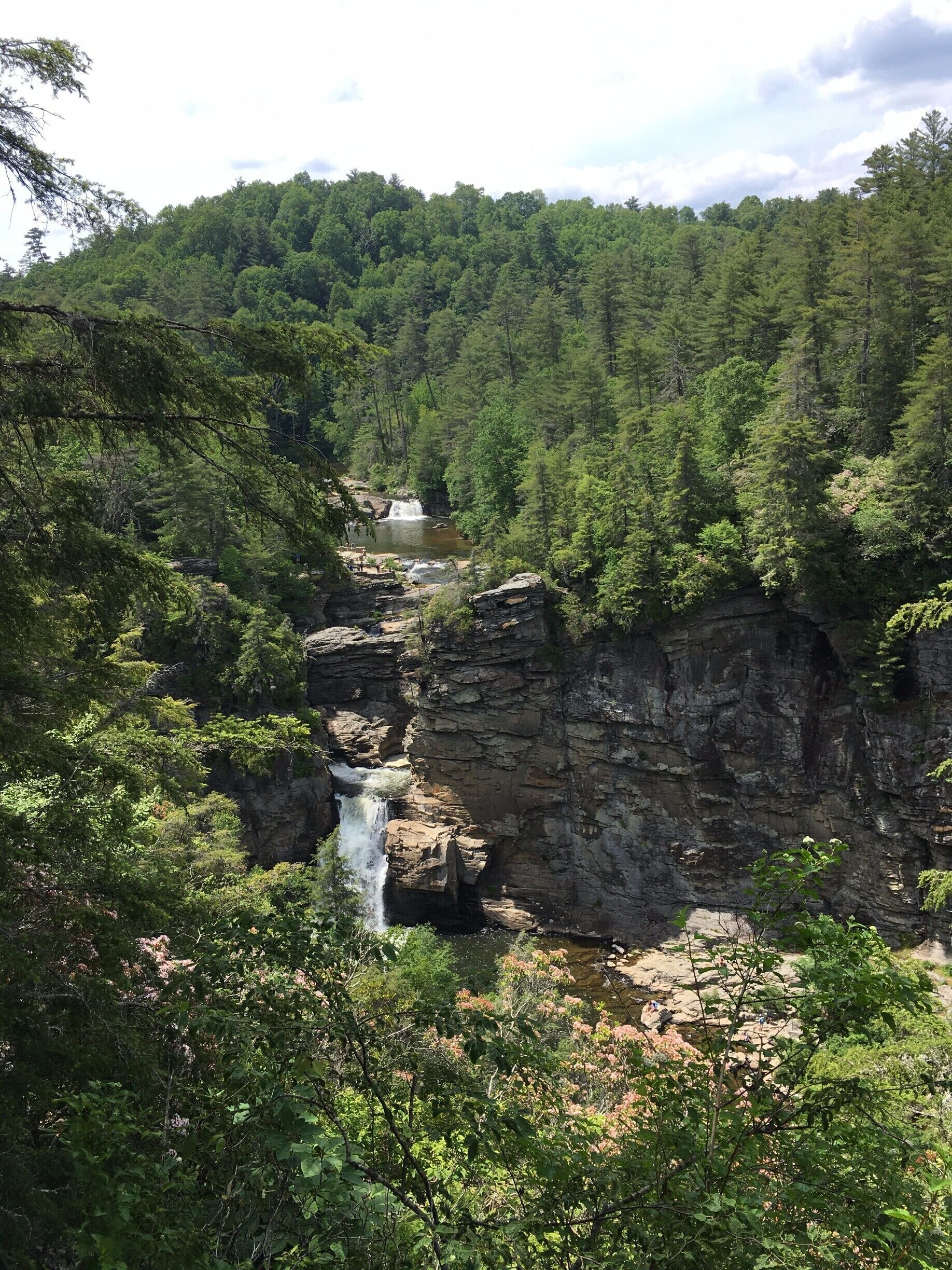 I took this picture over the summer at Linville falls. The first known inhabitants of the Linville Falls area were the Cherokee Indians. For me, this felt like walking back 200 years in the past and experience what the natives experienced. Everything is preserved so beautifully. You are not really very far from civilization but when you see this and experience it, it feels like you have gone back in time. Linville Falls is the most popular waterfall in the Blue Ridge Mountains. It’s beautiful as it frames the typical Appalachia scenery like mountains and waterfalls. The Falls Trail distance is around 1.5-ish miles’ round trip and easy. It captures the true essence of Appalachia. It is truly worth the visit!  #appalachianechoes
