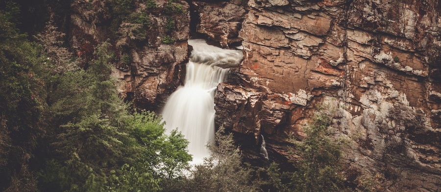 Panorama of Linville Falls just off the Blue Ridge Parkway in North Carolina