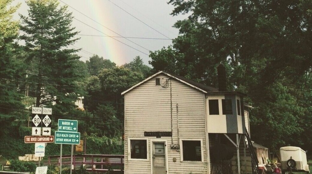 I chose this image to frame Appalachia because within it I see the stereotypical small community that appears to be run down and poor. This is the local barbershop, which is still operating by the way. I was shooting the picture to capture the beauty of the rainbow; however, what really caught my attention was the contrast within the image. The appearance of the rundown building and its surroundings, the wide array of crisscrossing power lines, and the slew of road signs pointing in different directions, against the backdrop of the rainbow and the mountain. #appalachianechoes