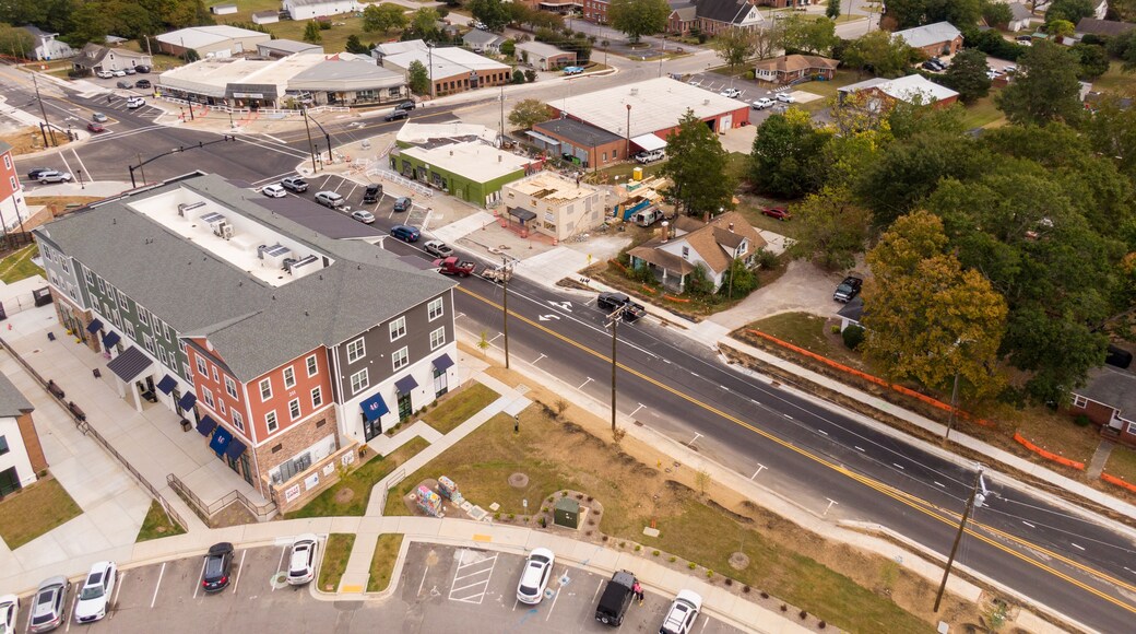 Daytime Drone Images of Rolesville North Carolina Including Downtown, Main Street, and Surrounding Areas