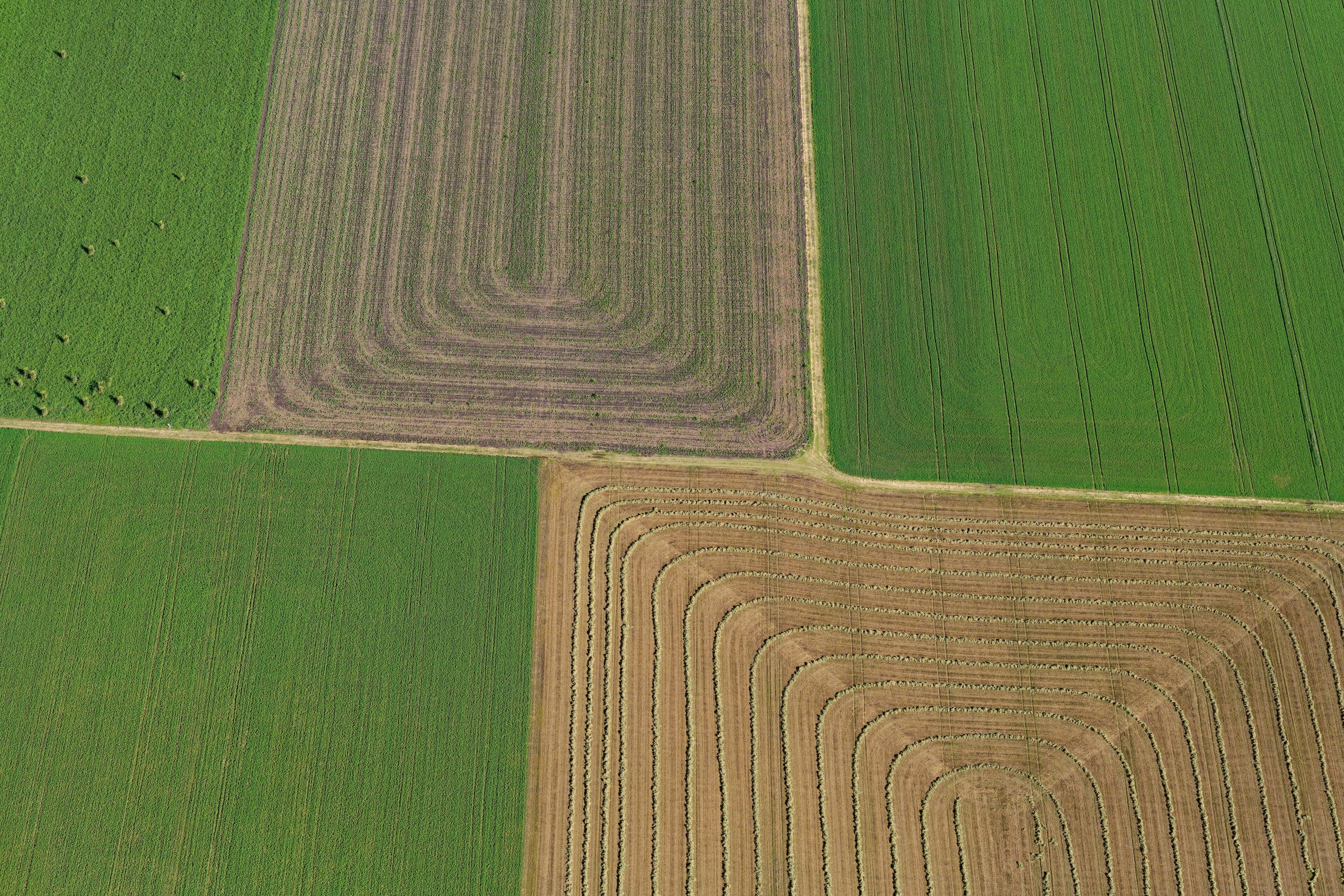 Aerial view of agricultural fields in the Lockyer Valley, Queensland, Australia