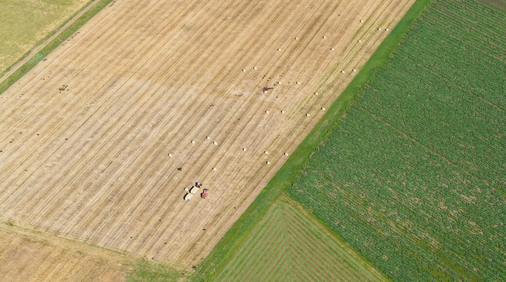 Aerial view of agricultural fields in the Lockyer Valley, Queensland, Australia