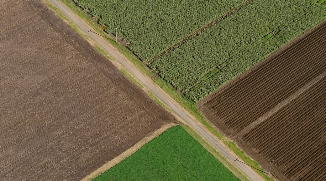 Aerial view of agricultural fields in the Lockyer Valley, Queensland, Australia