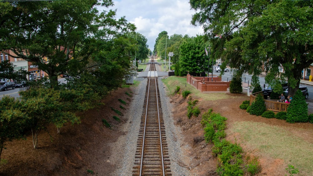 View down railroad tracks in Waxhaw NC