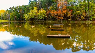 Fall Color Reflections on Sycamore Creek, William B. Umstead State Park, Raleigh, North Carolina, USA
