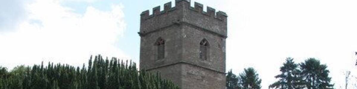 St. Teilo church, Llantilio Pertholey. Viewed from the lych gate entrance.
