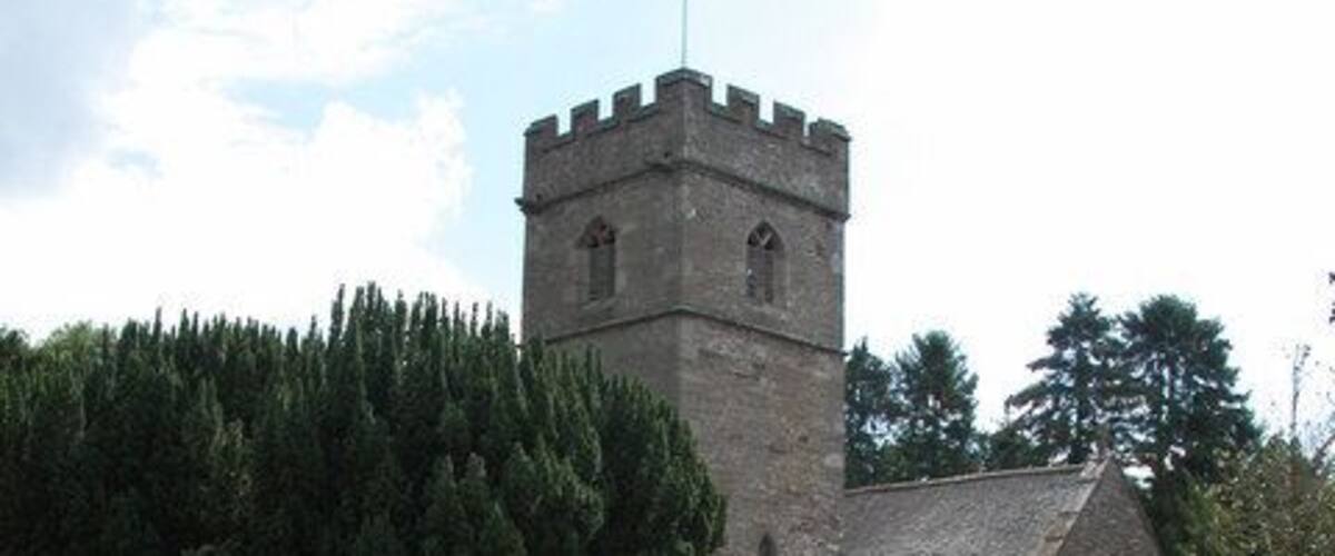 St. Teilo church, Llantilio Pertholey. Viewed from the lych gate entrance.