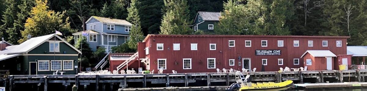 Telegraph Cove was established in 1912 as old sawmill town that had deteriorated to the point where everything had to be restored and rebuilt. Today, an eight hundred foot long boardwalk and dock surround the old village. Telegraph Cove is tucked away on the eastern coast of Northern Vancouver Island. This tiny picturesque and historical village is a major destination during the summer months when the snug little bay bustles with whale watchers, fishermen, boaters, campers and kayakers. Telegraph Cove has a rich and colourful past and is one of the last boardwalk settlements left on Vancouver Island. The Resort at the village has a large variety of accommodations from cozy cabins and historic homes to modern condominium suites. (September 2019)
#History
