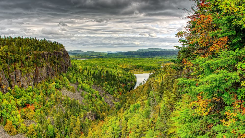 Ouimet Canyon Autumn Panorama, Thunder Bay District, Ontario, Canada