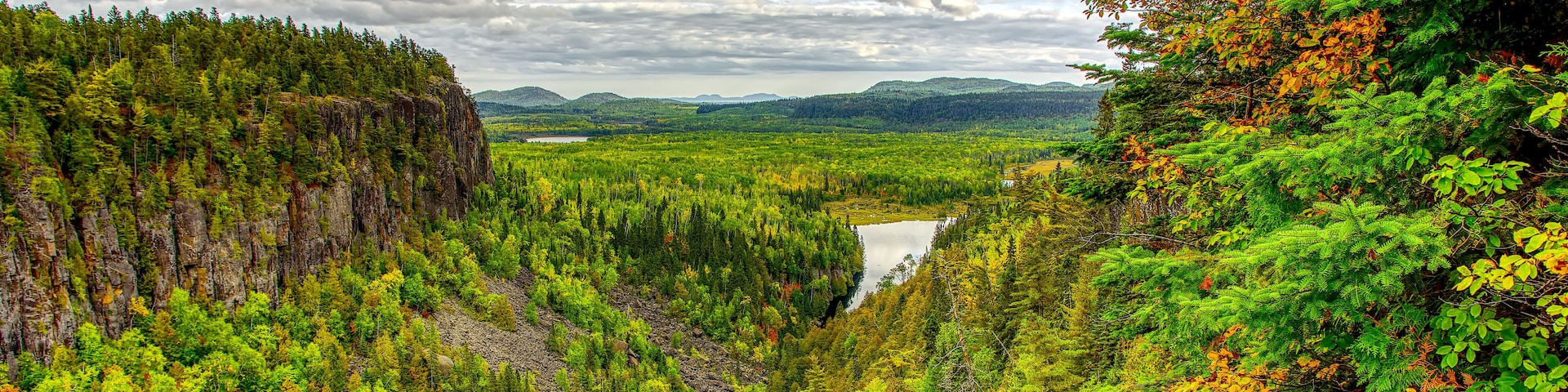 Ouimet Canyon Autumn Panorama, Thunder Bay District, Ontario, Canada