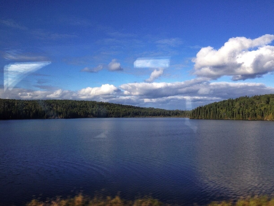 One of a billion lakes it seems out here. Sorry for the glare but it's through a window.