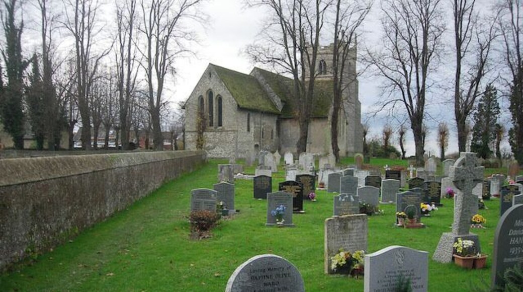 St. Nicholas' church, Great Wilbraham From Angle End, looking across the cemetery.