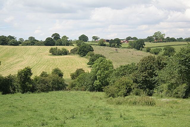 The valley of the Bentley Brook looking towards Cubley Common