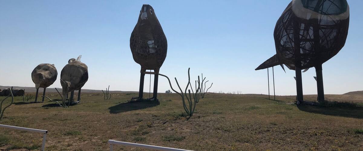 The Pheasants in the Prairie- one of the sculptures in the Enchanted Highway in Regent, ND