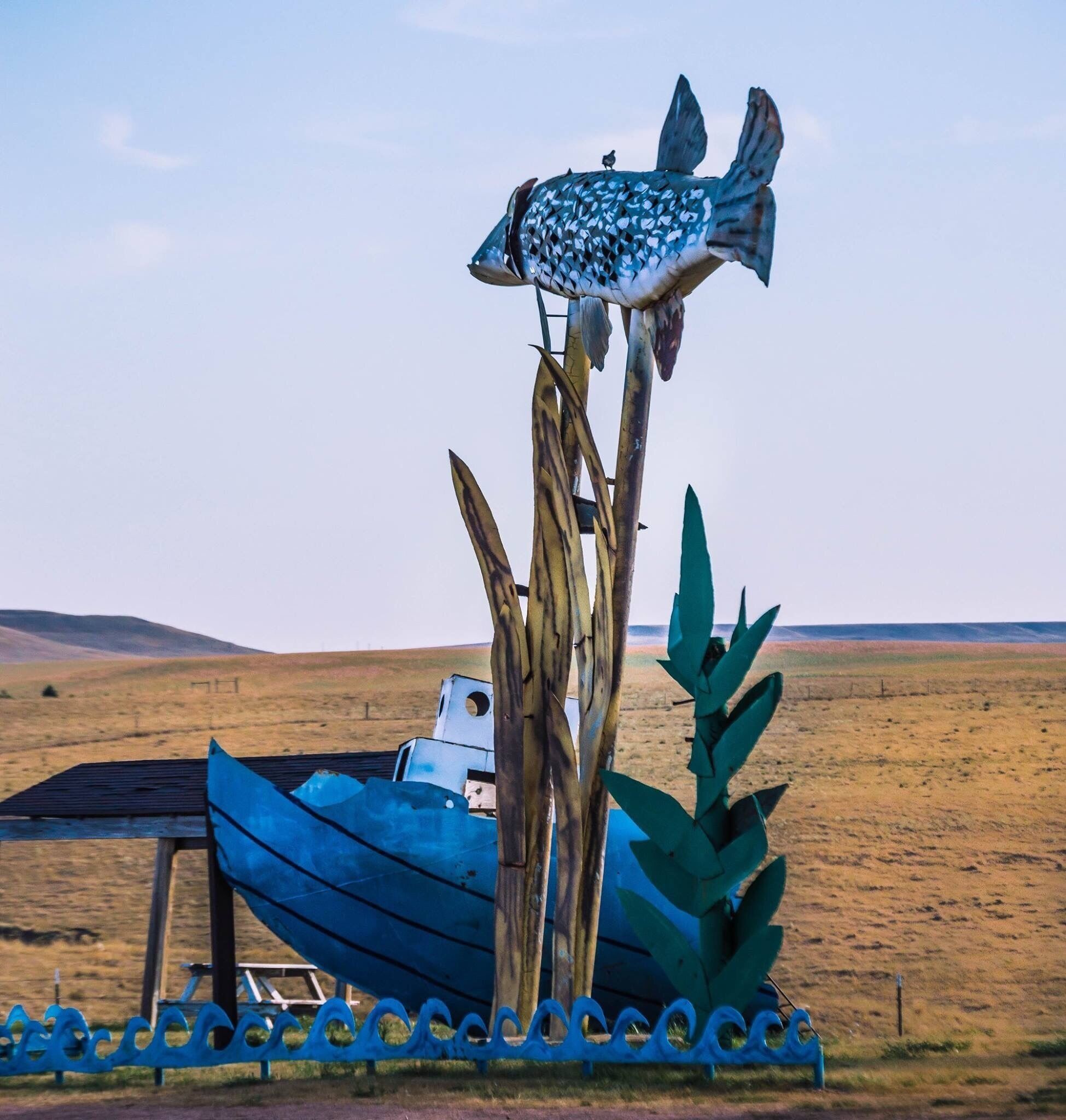 Fisherman's Dream (2006). Another great metal sculpture along the road 