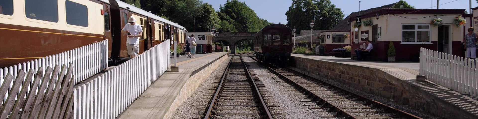 Looking south along the tracks at Wirksworth railway station on the Ecclesbourne Valley Railway.