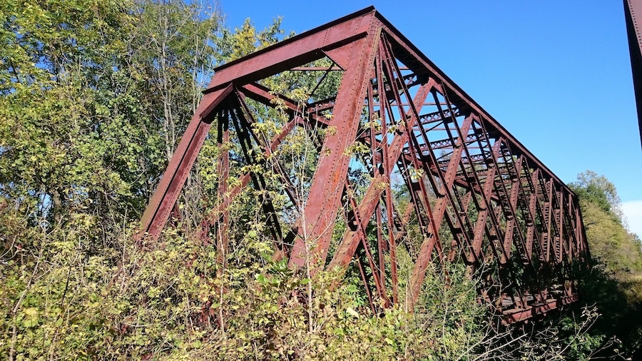 An abandoned bridge crossing the Olentangy River near the equally abandoned Caledonia Nature Preserve.