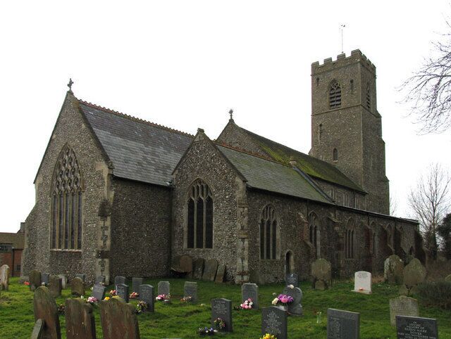 St Martin's parish church, Hindringham, Norfolk, seen from the northeast