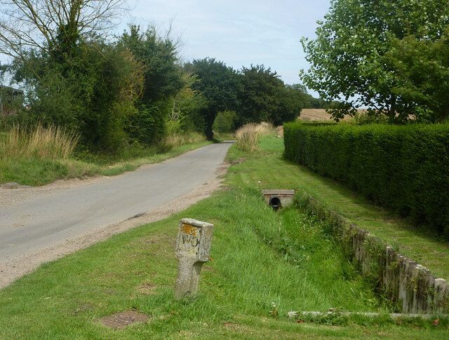 Looking up Swan Lane From the corner by the start of the driveway to the golf course. The lane goes towards Earl Soham and the A1120.