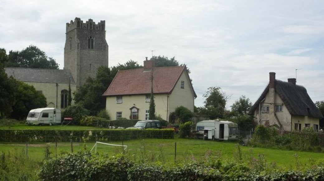 Church and cottages An attractive village scene in Cretingham.