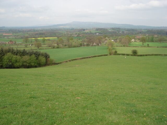 North flank of Brimfield Hill Looking down to Haynall with Clee Hill directly behind on the horizon.