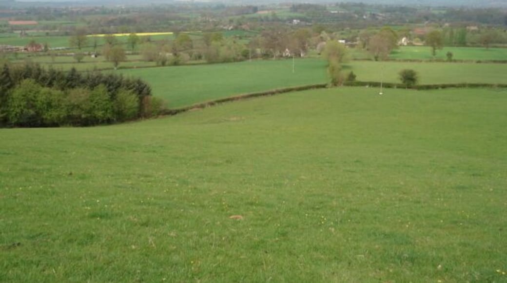North flank of Brimfield Hill Looking down to Haynall with Clee Hill directly behind on the horizon.