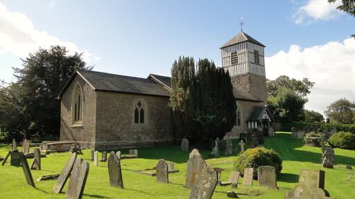 St Michael's parish church, Brimfield, Herefordshire, seen from the northeast