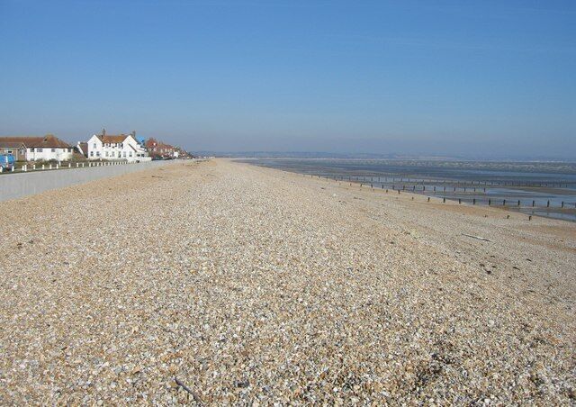 The Beach - Littlestone-on-Sea Looking around the sweep of the bay towards Hythe.