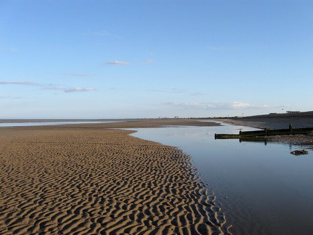 Romney Sands The ripples in the sand have been caught by the late evening sun.