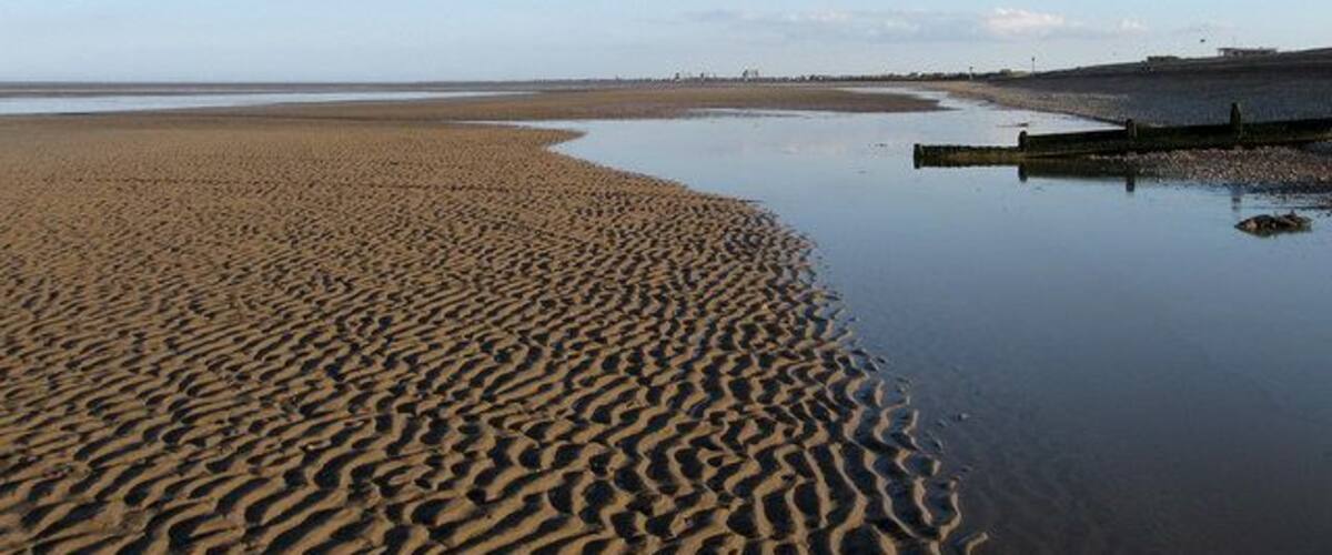 Romney Sands The ripples in the sand have been caught by the late evening sun.